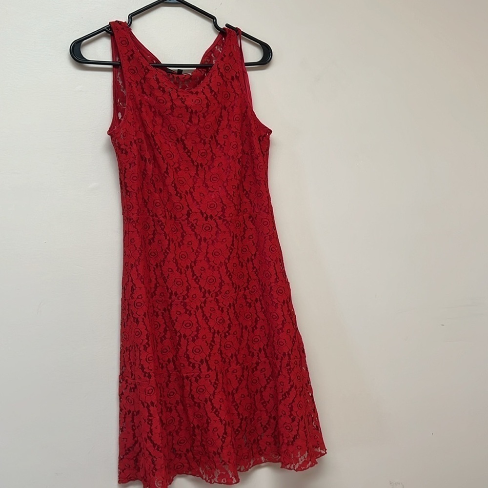KOAN Luxury sleeveless Lace Mini Dress Red Sz 44